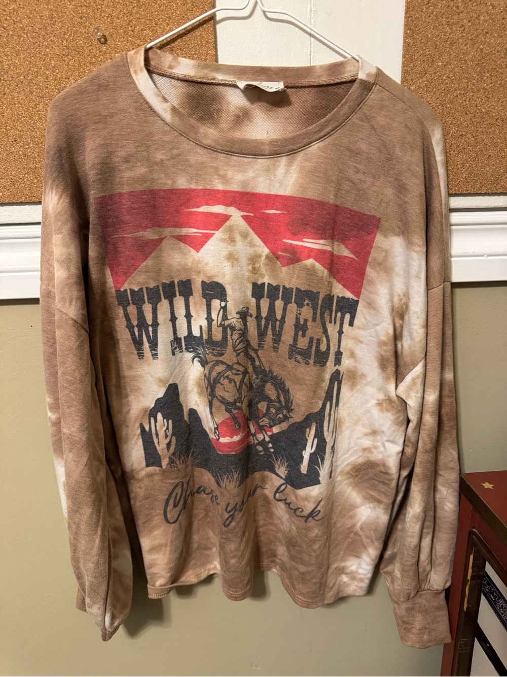 Avery Wild West Tie-Dye Crewneck Sweater - Brown & Red